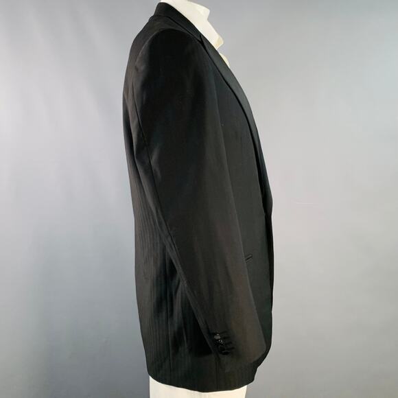 ERMENEGILDO ZEGNA Size 44 Long Black Pinstripe Wool Tuxedo - Picture 3 of 8